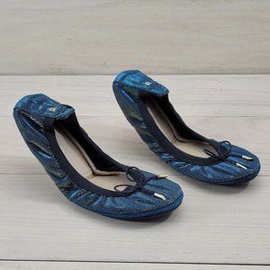 Yosi Samra Women's Sandrine Ballet Flats Size 9 Blue Gold color shifting